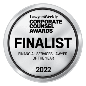 2022 Corporate Counsel Awards finalist, Financial Services Lawyer of the Year